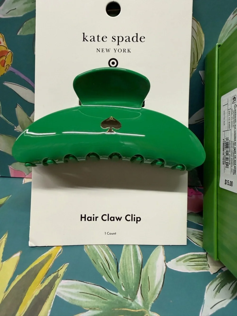 kate spade x Target green hair claw clip and 3-pair earring set NWT